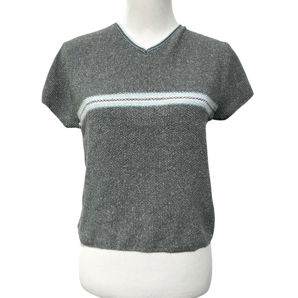 Vintage 90’s Y2K Women’s Sweater Short Sleeve Striped Carolina Colours Sz L